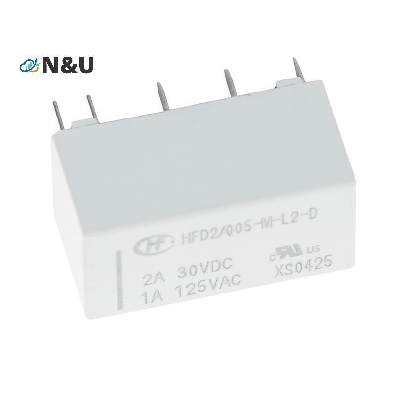 N&U 5V คอยล์ bistable สลักรีเลย์ dpdt 2a 30vdc 1a 125vac HFD2-005-M-L2-D realy