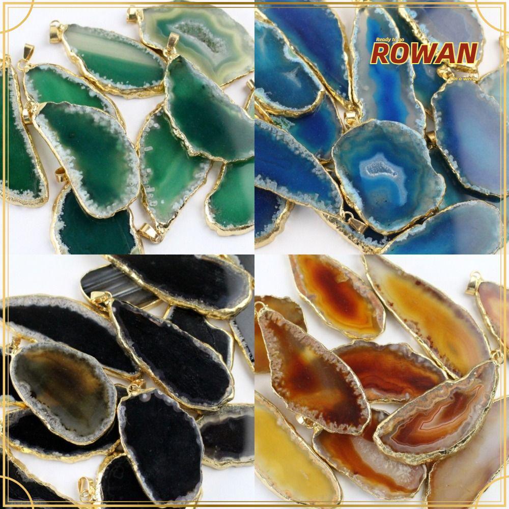 ROWANTH ไม่สม่ําเสมอ Agate Geode, 60*40 มม.Handmade Druzy Agate จี้,แฟชั่น DIY เครื่องประดับทําสร้อย