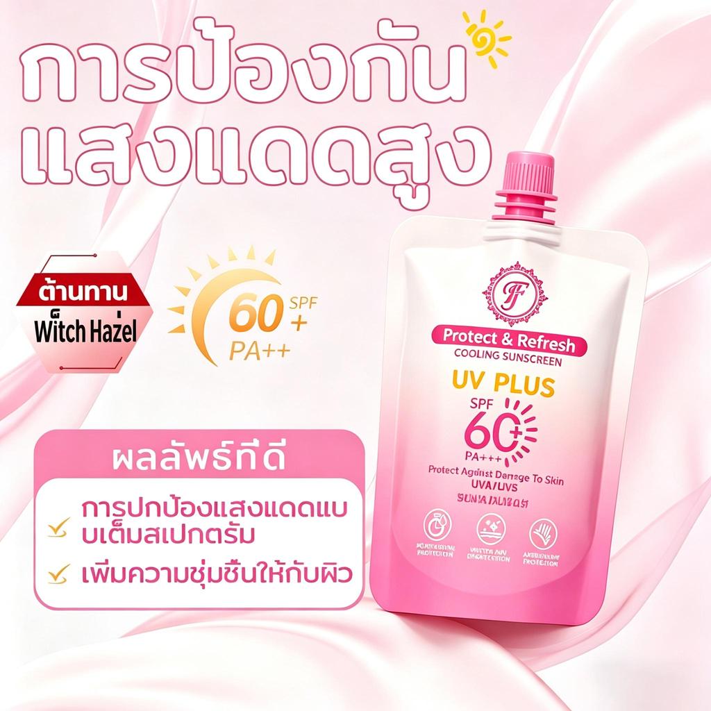 FJ โลชั่นกันแดด ซัน ทรีทเมนท์ ยูวี SPF60+ โลชั่นกันแดดไอโซเลท สำหรับผิวกาย ( 1 ถุง ) 60 ml. ช่วยให้หน้ากระจ่างใส