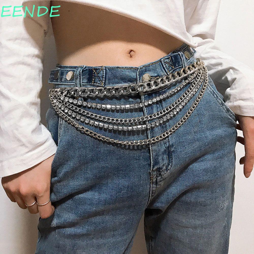 EENDE ผู้หญิงเอว CHAIN Punk บุคลิกภาพ Multilayer เพชรโลหะบิกินี่เอว CHAIN Belly เข็มขัด Belly