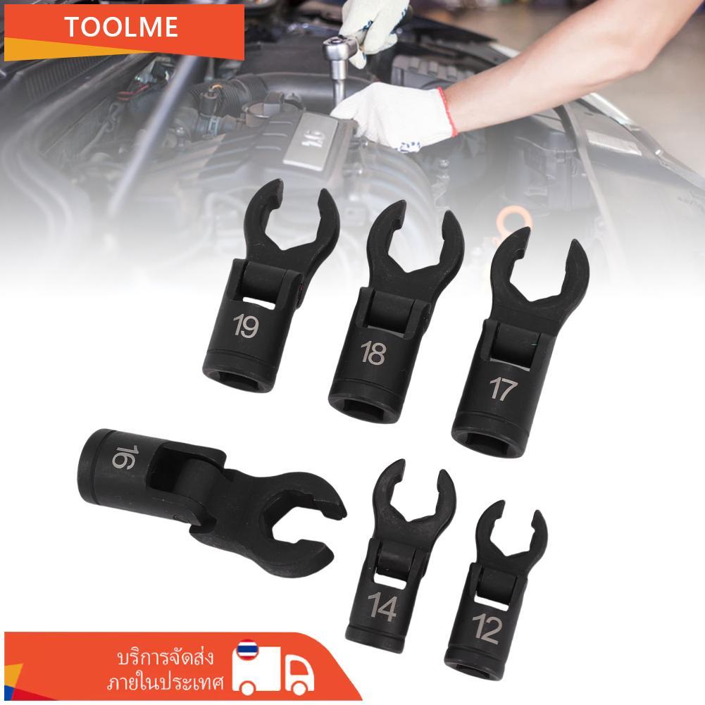 Toolme-TH 6PCS Crows ประแจเท้า 1/2 3/8 นิ้วไดรฟ์ 6 จุด 180 องศาหัวการใช้สายประแจชุด 12 มม.14 มม.16 ม