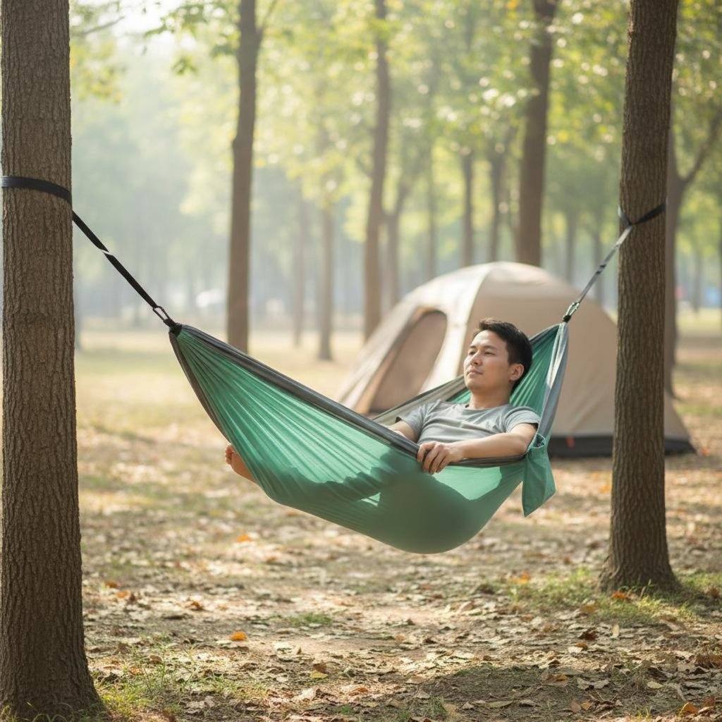 วัสดุหนา Bug Net Swing Bed สบาย Louging Anti-Tip Swing Bed เตียงแบบพกพาสําหรับผู้ใหญ่ในร่ม