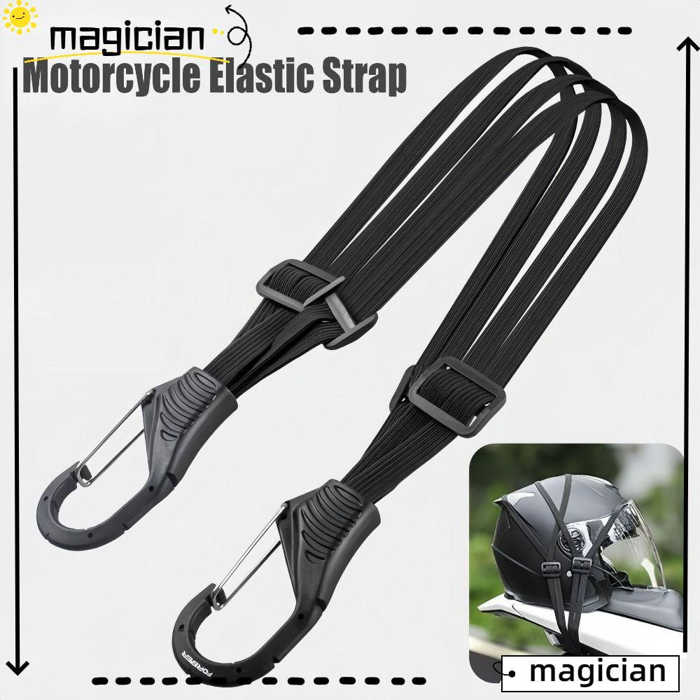MAGICIAN สายรัดยางยืดรถจักรยานยนต์, 60 ซม./90 ซม.ปรับกระเป๋าเดินทางหมวกนิรภัย, Universal สีดํา Multi Strand Fixation พร้อมตะขอสินค้าสายคล้องกระเป๋าเดินทางมอเตอร์ไซด์
