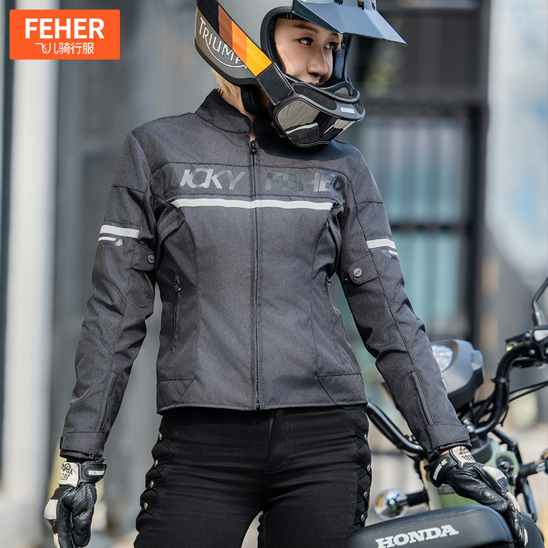FEHER FEHER รถจักรยานยนต์เสื้อเจอร์ซีย์นักปั่นผู้หญิง Slim-fit ฤดูใบไม้ร่วงฤดูหนาวเสื้อรถจักรยานยนต์