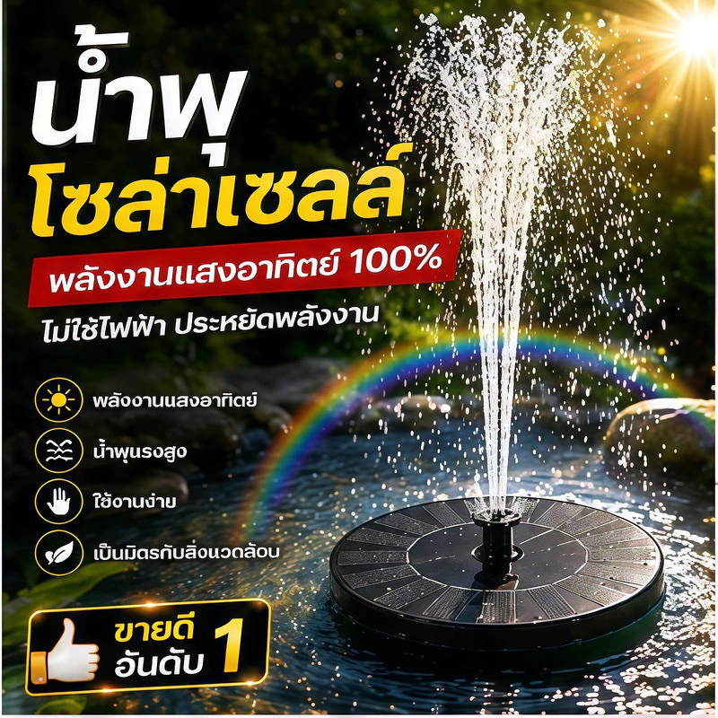 ปั๊มฟาวน์เทนพลังงานแสงอาทิตย์ใหม่ สำหรับกลางแจ้ง ไม่ต้องใช้แบตเตอรี่ ใช้งานง่ายและสะดวก สร้างสรรค์น้ำพุสำหรับนกในสวน กลา