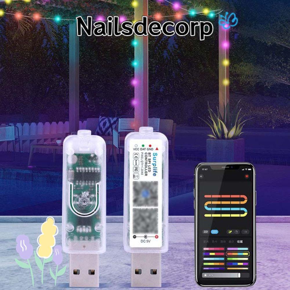 NAILS ตัวควบคุมเพลง Led, มาพร้อมกับปิ๊กอัพ MIC ปรับความสว่างบลูทูธ APP Controller, 5V Mini แอดเดรสคว