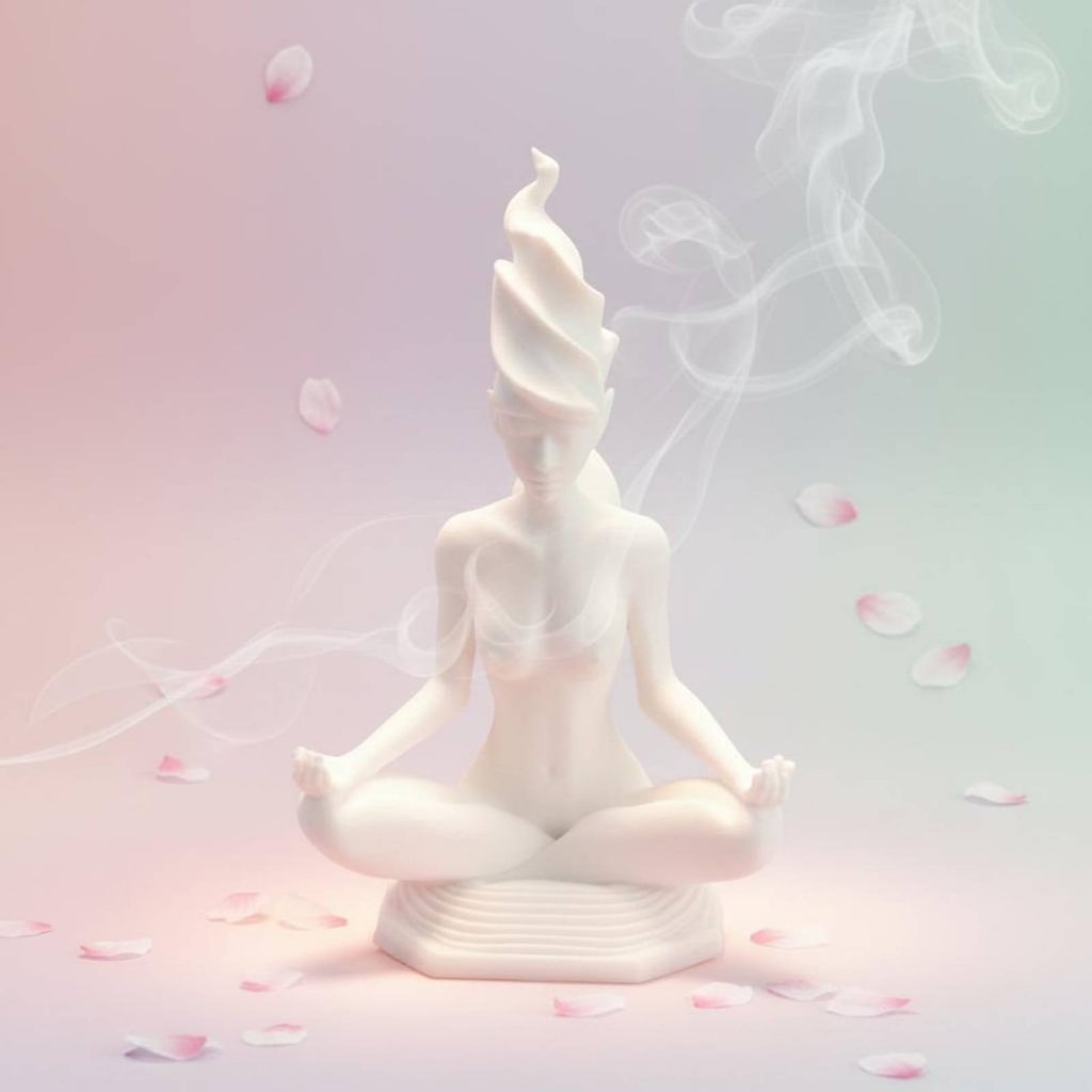 เป็นมิตรกับสิ่งแวดล้อม Meditating Deity Sculpture ความเครียดบรรเทา Nature Deity Figurine ทําความสะอา