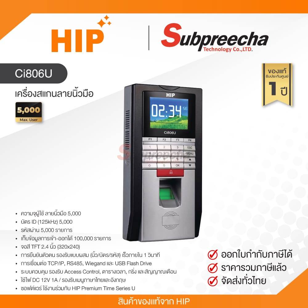 Ci806U / HIP เครื่องสแกนลายนิ้วมือ