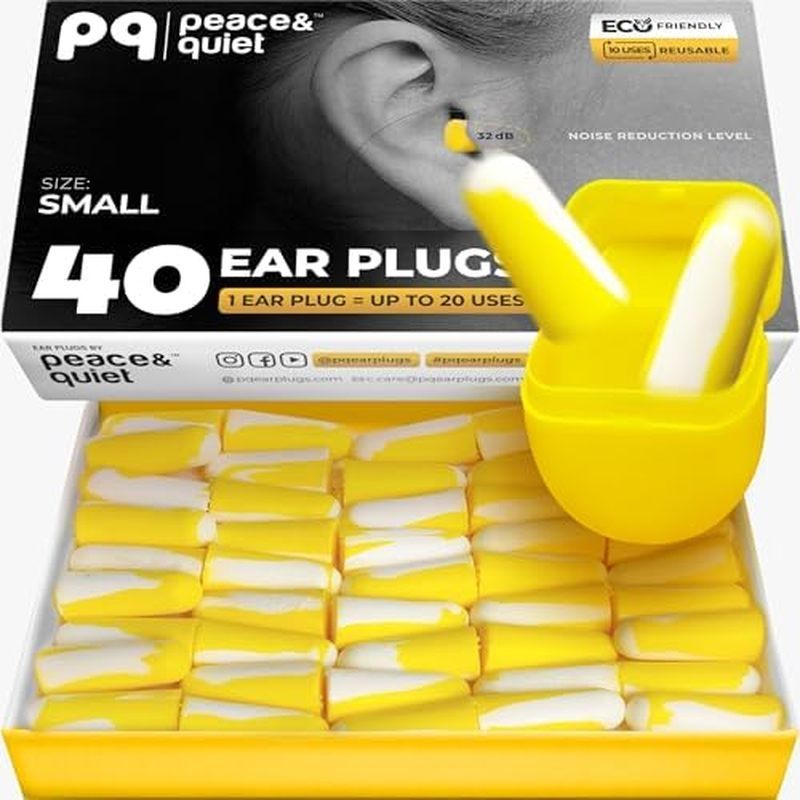 Peace&Quiet PQ Small Ear Plugs for Sleeping - 40 Earplugs for Sleep, Snoring, Small Ear Canals, Nois