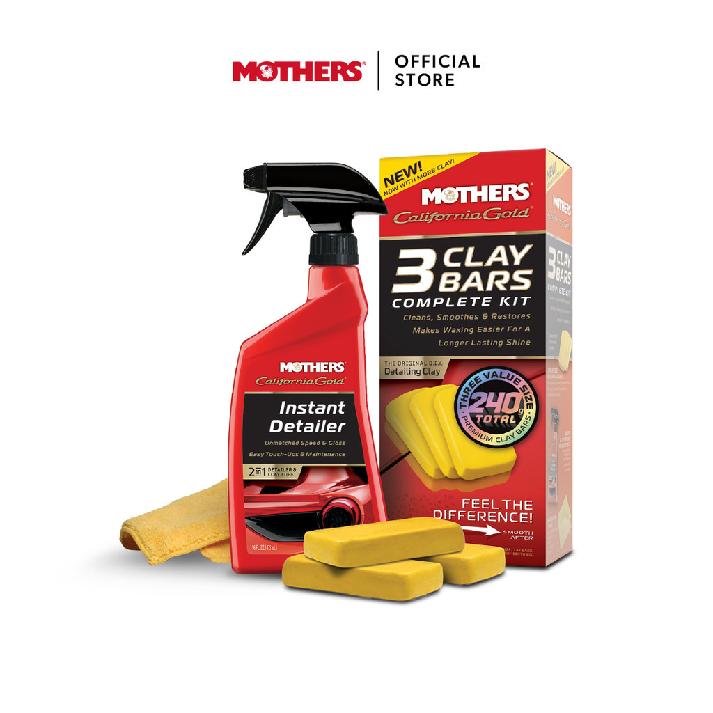 Mothers® California Gold® Clay Bar Kit ชุดดินน้ำมัน สเปรย์แว็กซ์และผ้าไมโครไฟเบอร์