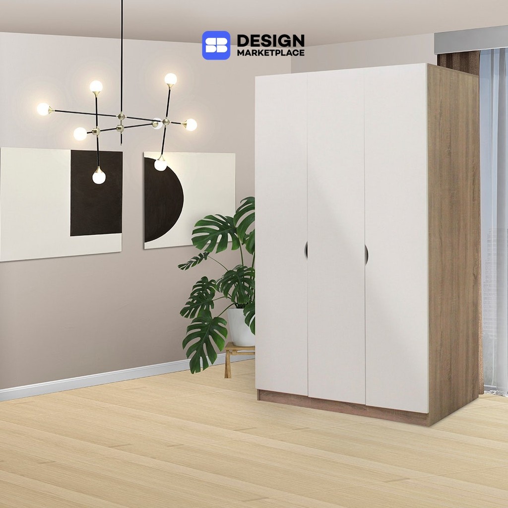 SB Design Square ตู้เสื้อผ้าบานเปิด ขนาด 120 ซม.รุ่น Preem สีไม้อ่อน (120x60x200 ซม.) แบรนด์ KONCEPT FURNITURE