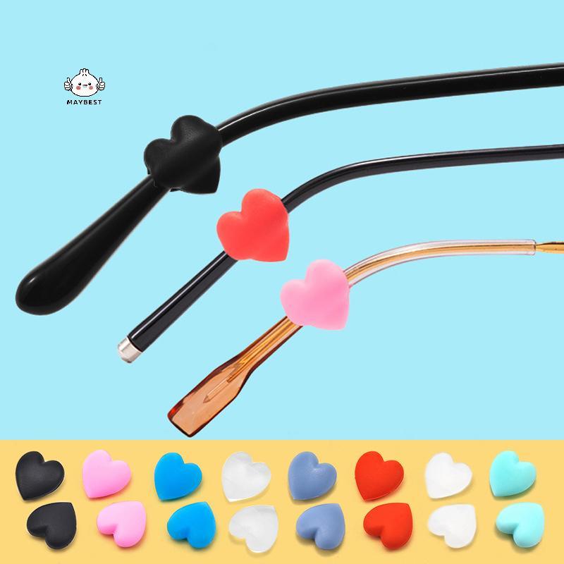 {maybest} 2 คู่แฟชั่นหัวใจซิลิโคนกันลื่นหูแว่นตาขาหูตะขอ Stopper Braet Fastener อุปกรณ์เสริมแว่นตา Retainer {TH}