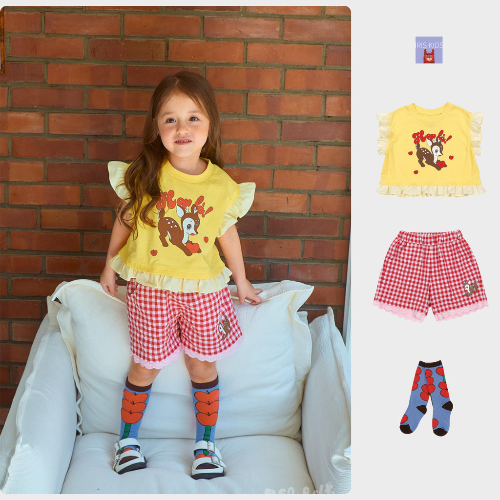 【พร้อมส่ง】「สินค้าลิขสิทธิ์แท้」IRIS KIDS BEBEBE 26ss IKS260418 Lovely Fawn shirt/pants เสื้อผ้าเด็ก ชุดลายกวางน้อย สไตล์เ
