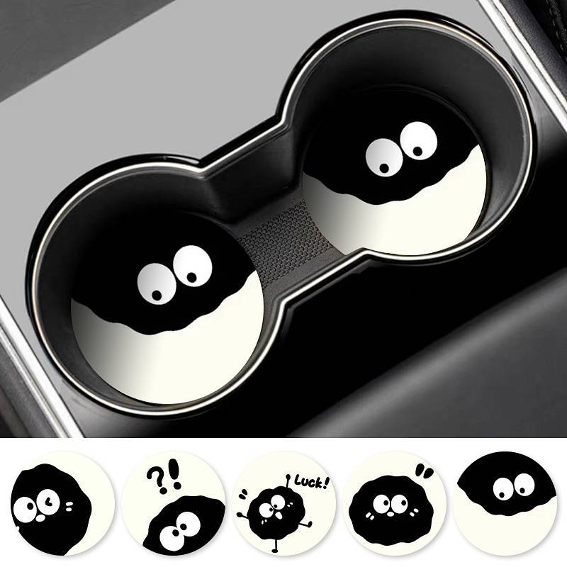 Black and White Briquette Car Coaster Creative Water Cup Mat Car Interior Ornaments Non-Slip Storage