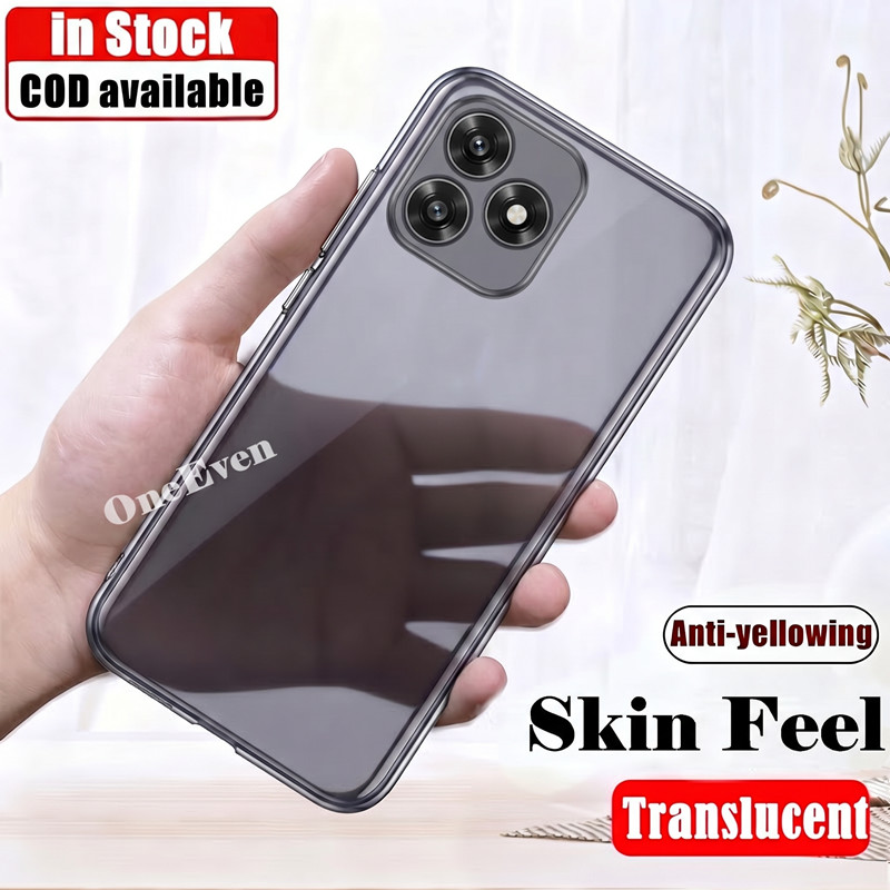 สําหรับRealme C61 RMX3933 Silky Smooth Soft Smokyสีดําโปร่งแสงซิลิโคนสีเหลือง-Resistant Clear Jellyก
