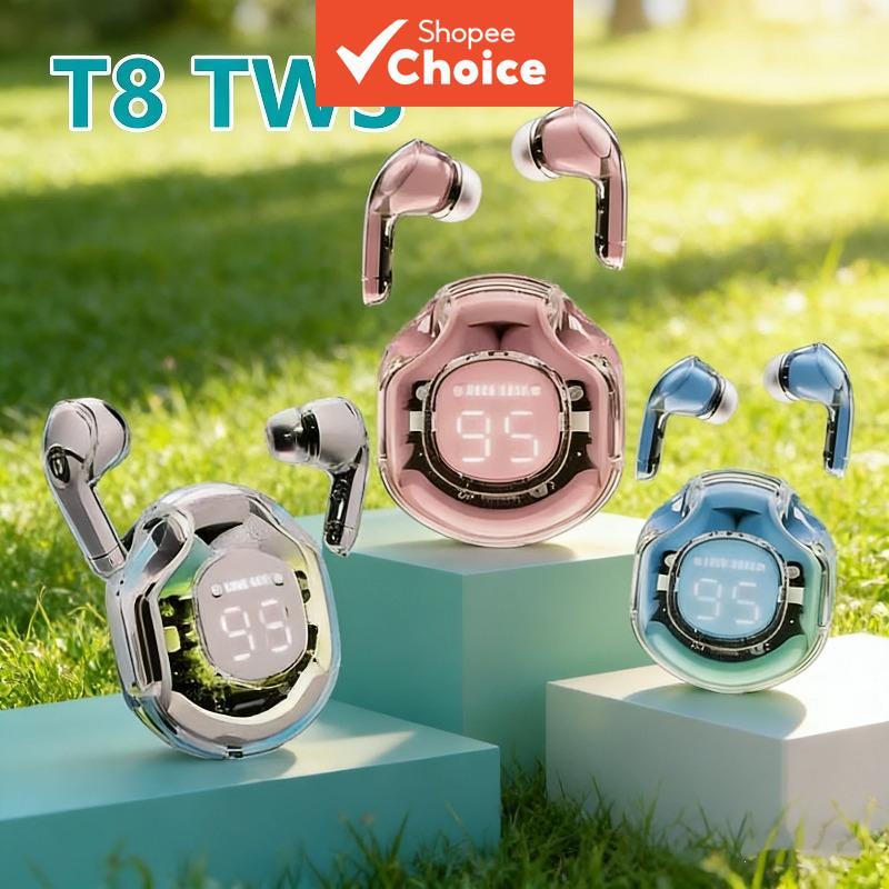 หูฟังไร้สาย T8 TWS บลูทูธ สําหรับเล่นกีฬา เกม หูฟังตัดเสียงรบกวน เบสหนัก หูฟังสัมผัส