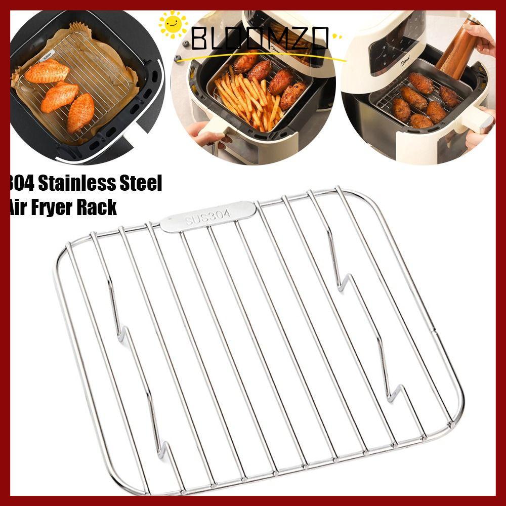 จัดส่งจากประเทศไทยBLOOMZO Air Fryer Rack, Thicken 304 สแตนเลสทําอาหาร Rack, ทนทานพร้อมเท้ารอบตารางตารางย่างบ้านครัวเตาอบ Steamer Cooker