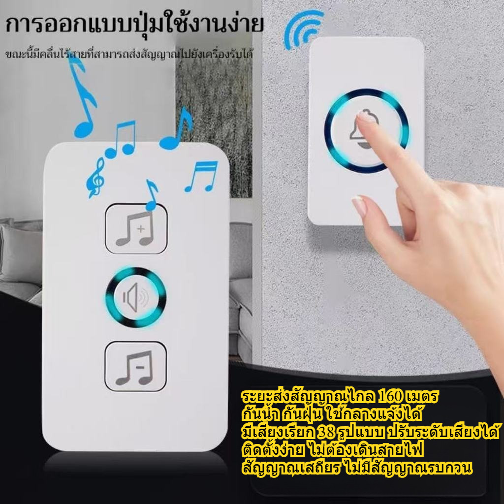 Fixpro กระดิ่งไร้สาย ระยะไกล 160 เมตร กันน้ำ กันฝุ่น เสียงเรียกหลากหลาย