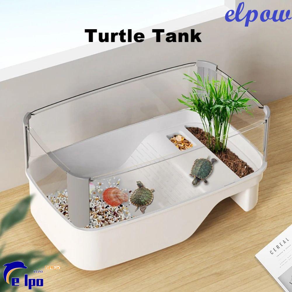 PIXELPOWER Turtle Tank, Bask Platform Multi-function Area Turtle House, ทนทาน Anti-escape ด้านล่างท่