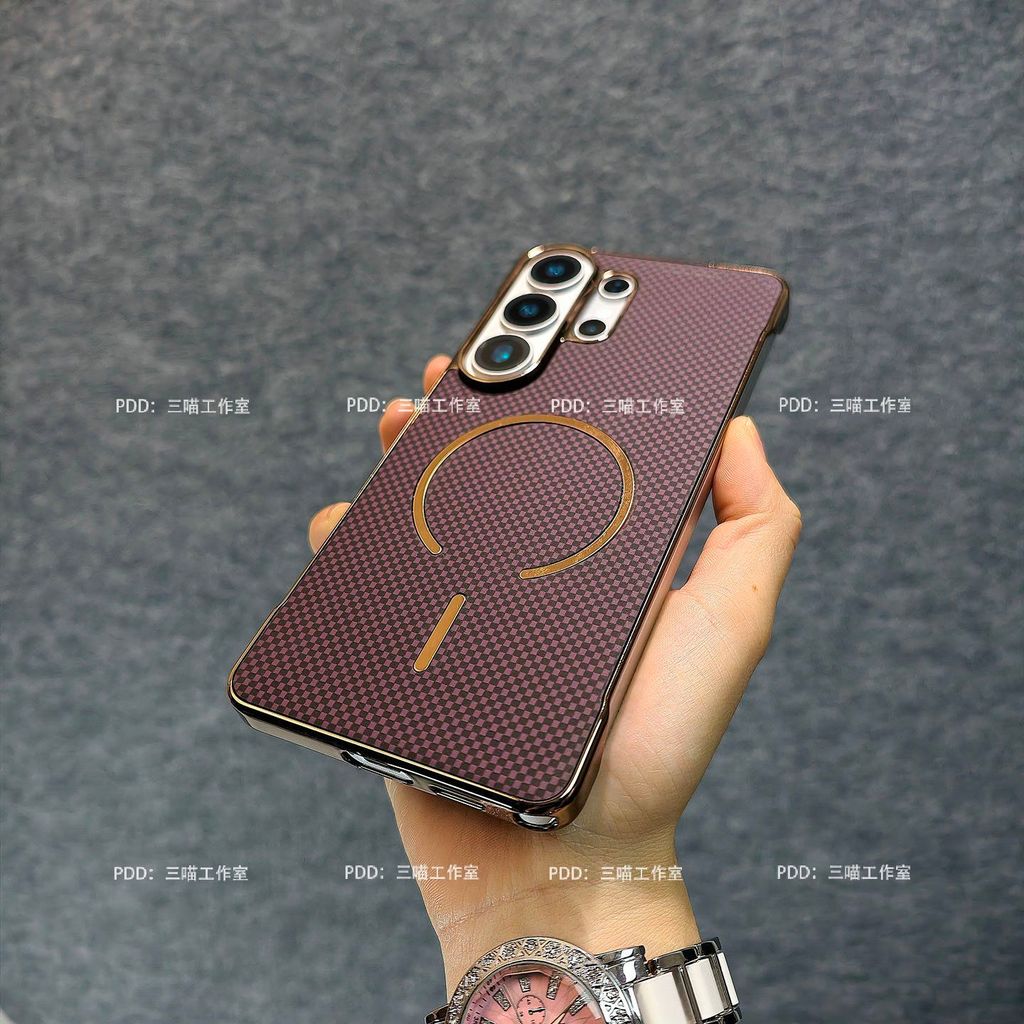 สไตล์ธุรกิจ s26ultra เคสโทรศัพท์ s25+Borderless s25edge Magnetic s24ultra Kevlar สไตล์ใหม่