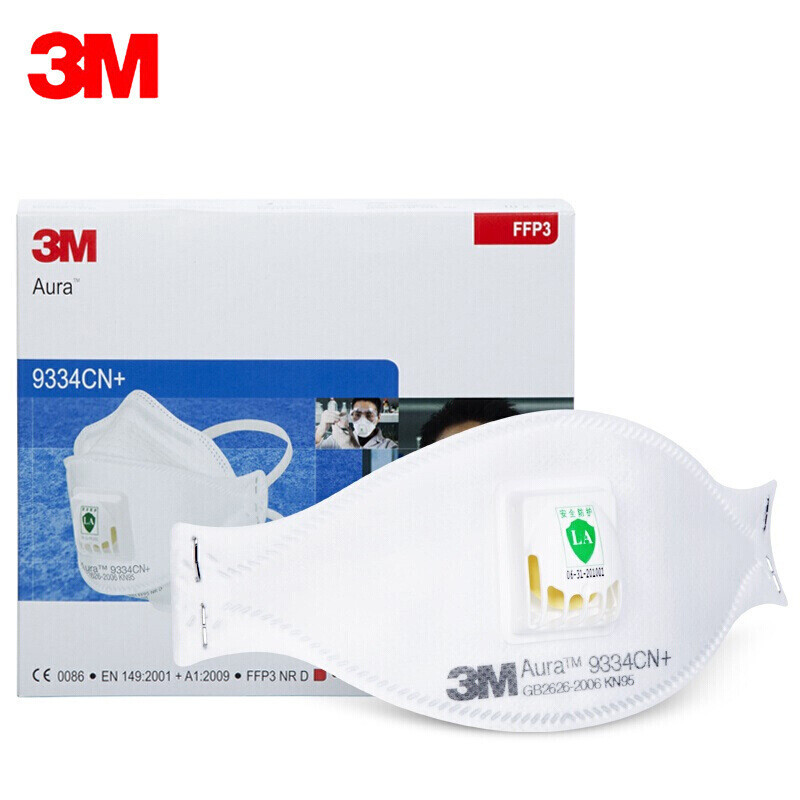 3M9334CN + Head-Mounted FFP3 ระดับวาล์วหายใจหน้ากากป้องกันป้องกันฝุ่น Anti-Haze PM2.5 หน้ากาก