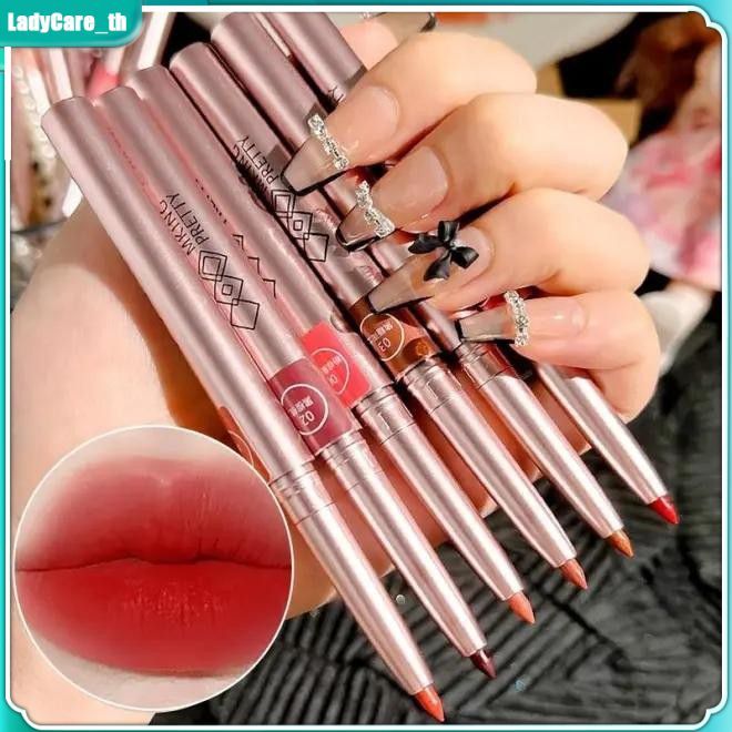 ปากกาเขียนขอบปากแบบหมุนได้ 6 สี กันน้ำ ติดทนนาน เนื้อแมตต์ สำหรับผู้หญิง ดินสอเขียนขอบปากแบบตะขอ เครื่องสำอาง LadyCare