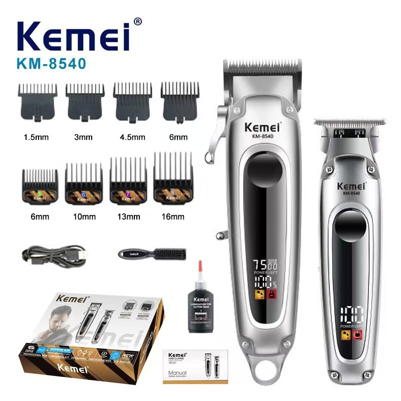 Kemei Km-8540 ปัตตาเลี่ยนตัดผมไร้สาย กันขอบ กันลาย อุปกรณ์ครบชุด แบตเตอเลี่ยนตัดผมไฟฟ้า สินค้าพร้อมส