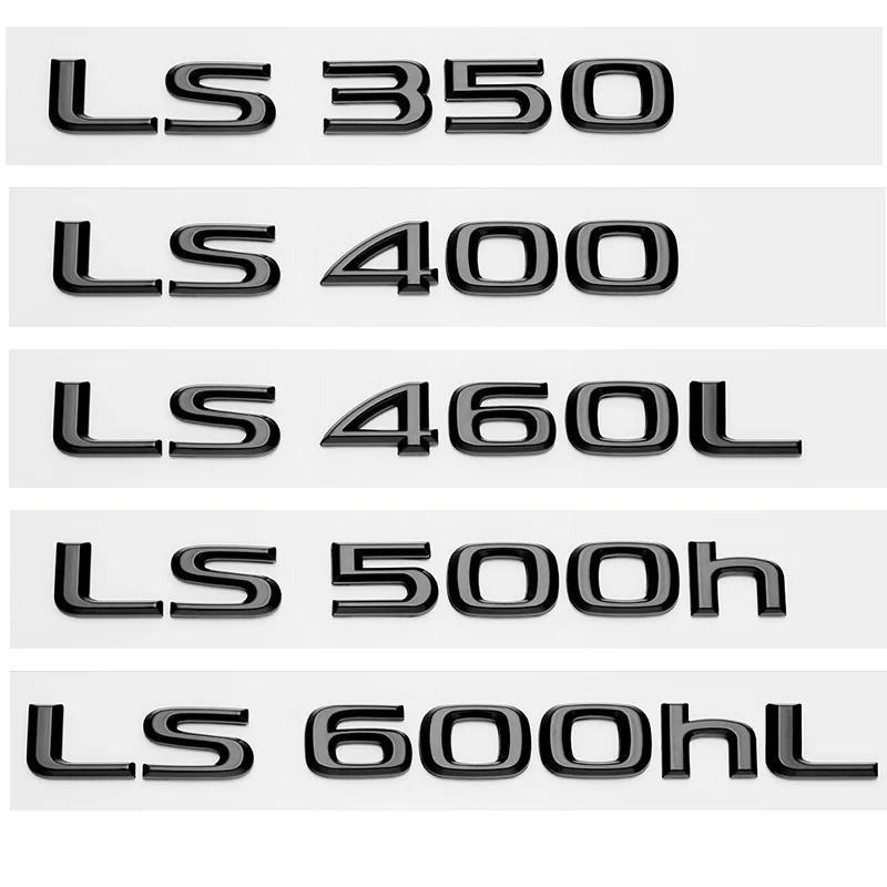 3D Chrome Glossy สีดํา ABS ตัวอักษร LS350 LS400 LS460 LS460L LS500 LS500h HYBRID สัญลักษณ์สําหรับ Le