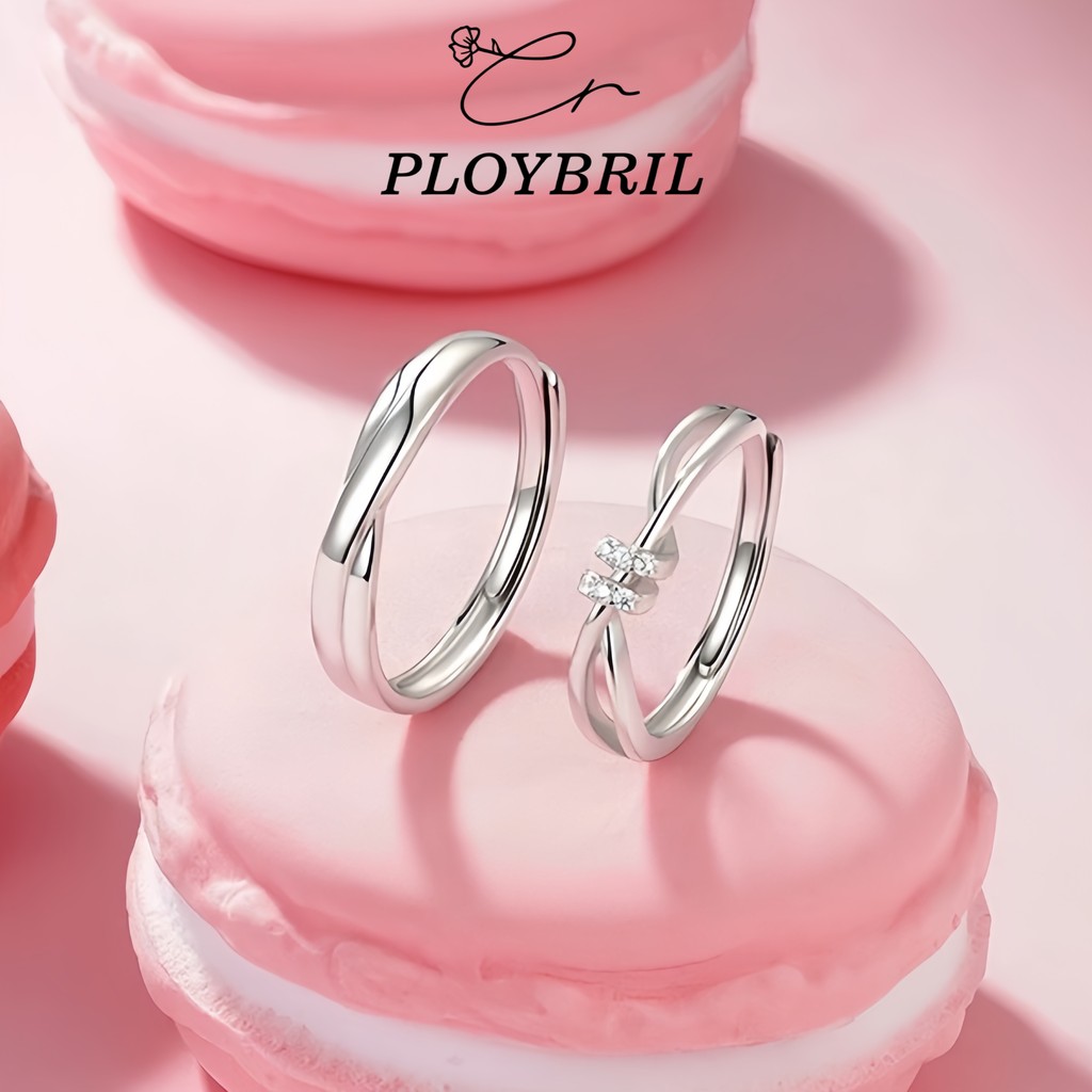 PLOYBRIL แหวนสีเงิน แหวนคู่ แหวนคู่รัก แหวนสแตนเลส แหวนเรียบๆ แหวนสวยๆ ชุดแหวน แหวนพิรอด J041