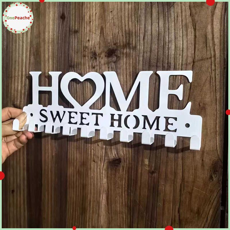 OnePeache 1PC ติดผนัง Sweet Home ตกแต่ง Key Holder, Key Wall Hook, Creative Key Holder สําหรับประตูด