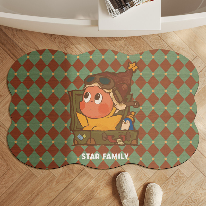 B b.Retro Starman พรมปูพื้นห้องน้ําในครัวเรือน Quick-Drying Anti-Slip ดูดซับพรีเมี่ยมห้องน้ําห้องน้ํ