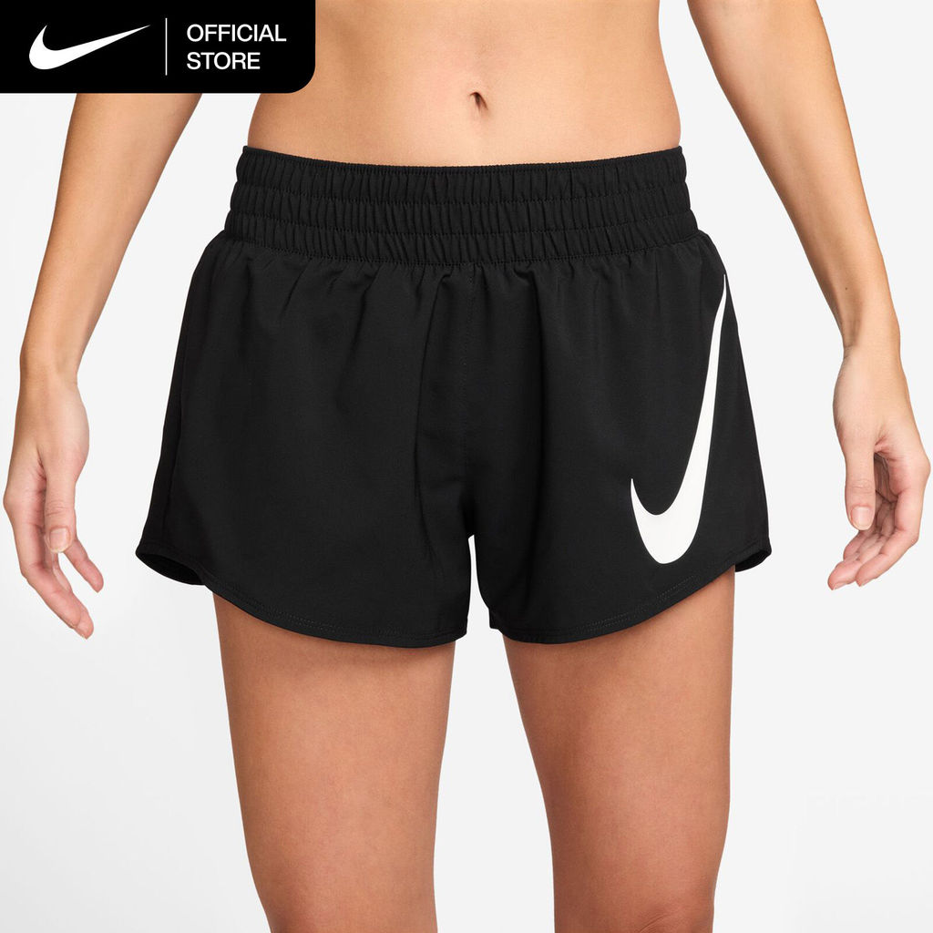 Nike Dri-FIT Women's One Swoosh Mid-Rise Loose 3" Brief-Lined Running Shorts - Black [HV2617-010]