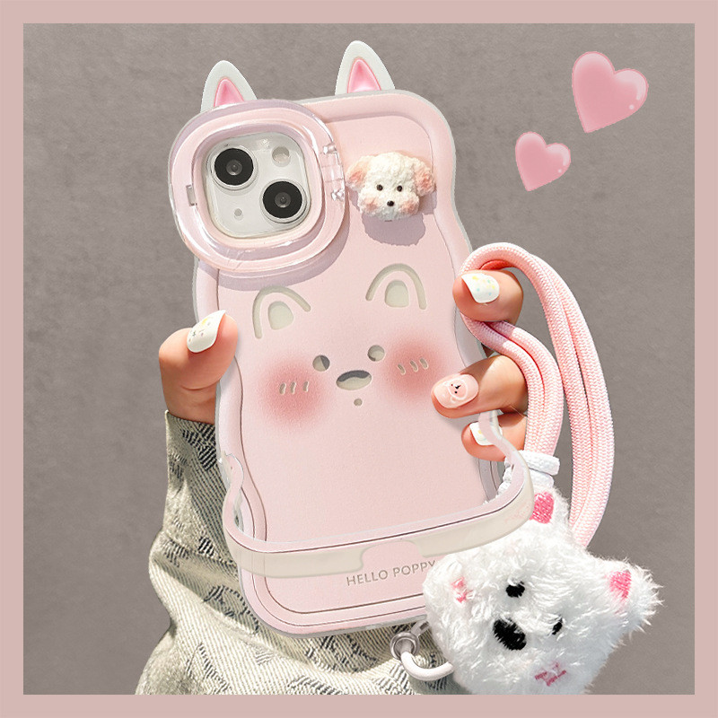 เชือกเส้นเล็กตุ๊กตาลูกสุนัขน่ารักเหมาะสําหรับเคสโทรศัพท์ Apple 17proma ipone13 Dual Bracket 16 ใหม่ห