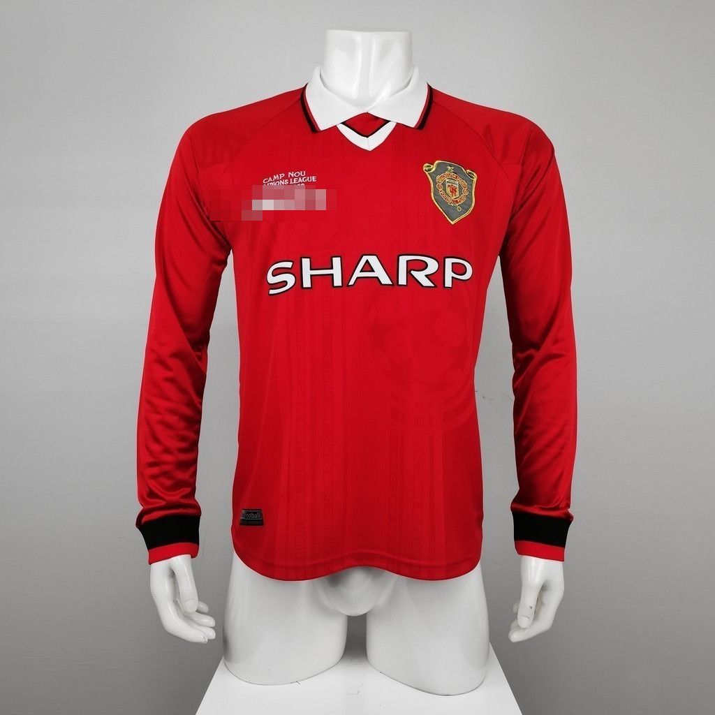 99-00 MU Home Long Sleeves Retro Soccer Jersey Football