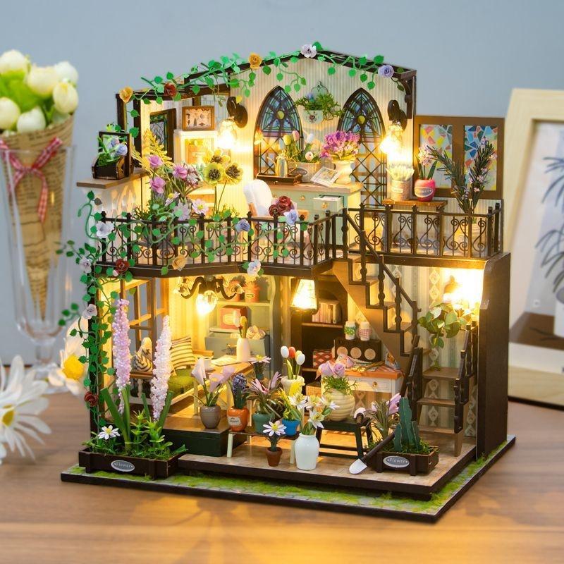 บ้านจำลอง DIY Cottage Dasi Flower House แบบประกอบเอง ของเล่นบ้านไม้สไตล์ลอฟท์