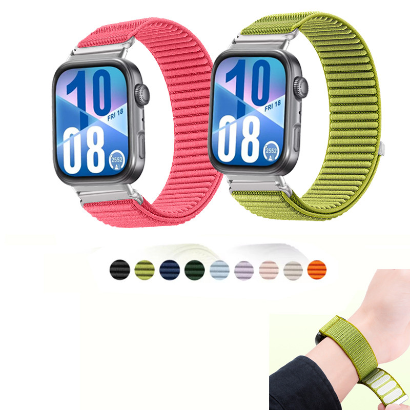 ไนลอนสายรัดกีฬาสายรัดข้อมือสร้อยข้อมือสําหรับ Huawei นาฬิกา fit 2 3 4 5 Fit3 Fit4 pro Fit5 pro ถัก Breathable Watchband
