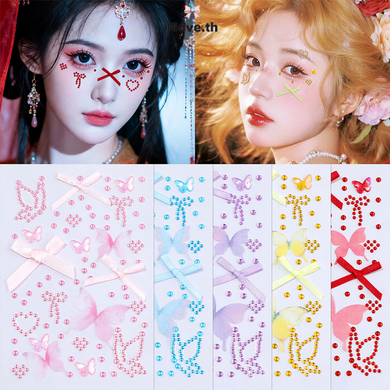 ในไทย-พร้อมส่งริบบิ้นโบว์ สติกเกอร์ติดหน้า กาวในตัว