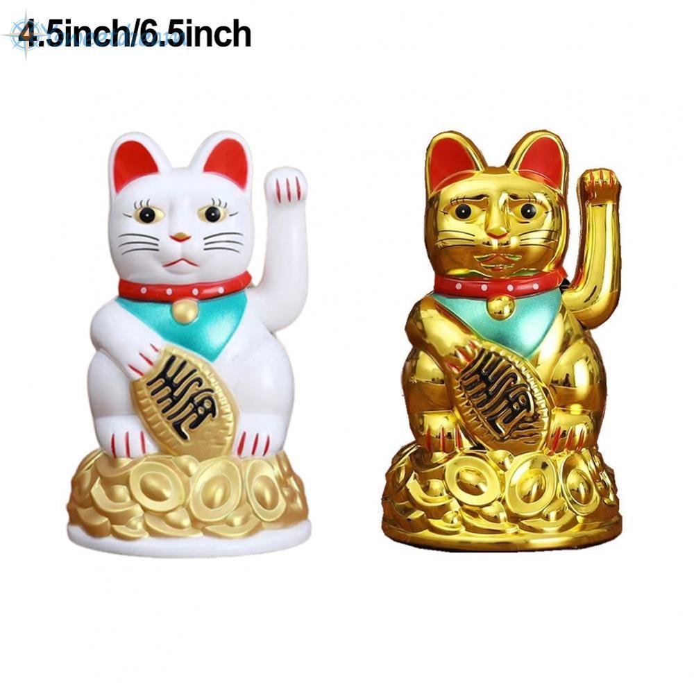 【SWTDRM】Cute Waving Cat Beckoning Maneki Neko Gold Fortune Feng Shui 6 5 Ornament