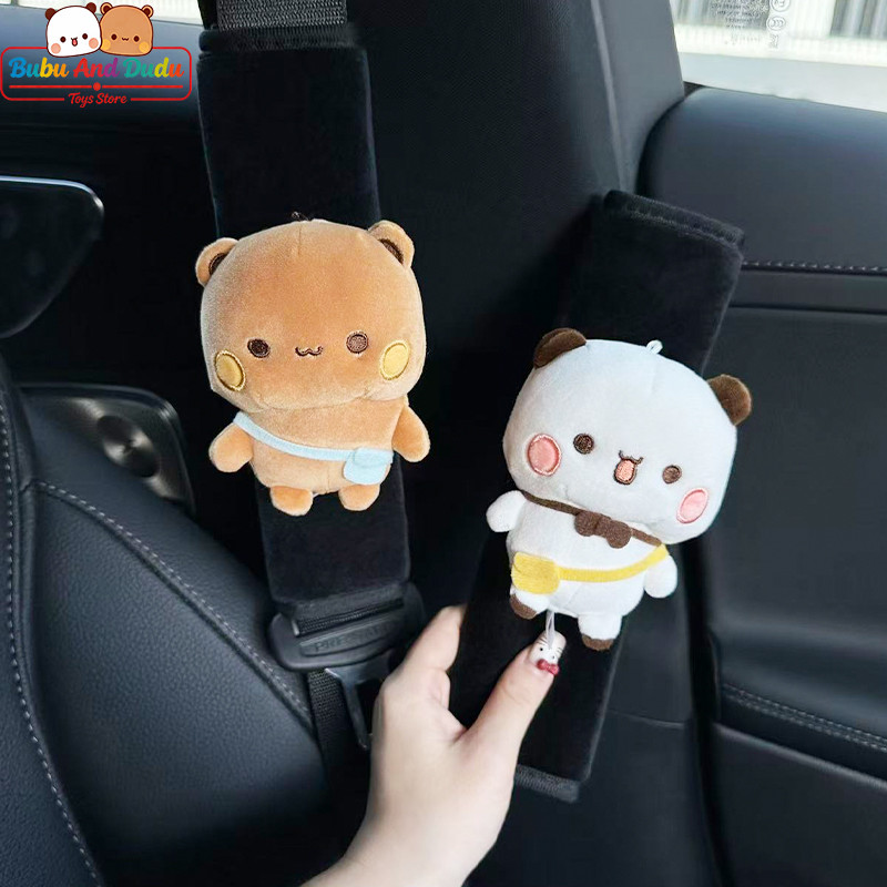 Panda Bubu และ Yier Plush ไหล่ Pad – น่ารัก Panda Bubu และ Dudu Car Seatbelt Cover, ตุ๊กตาตุ๊กตาตกแต่งของขวัญ