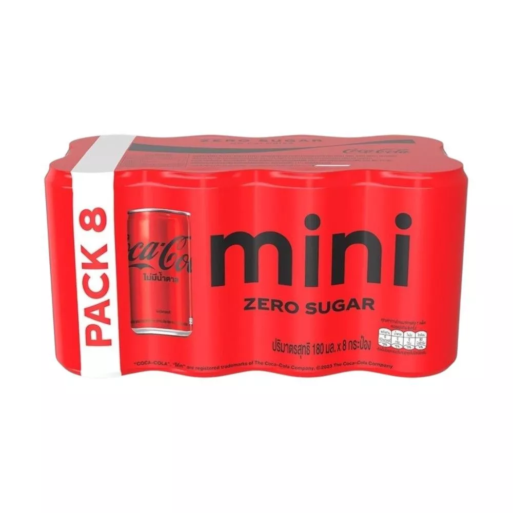 [สินค้าส่งด่วน] โค้ก มินิแคน ไม่มีน้ำตาล 180มล. แพ็ค 8 COKE MINI CAN ZERO SUGAR 180 ML. PACK 8