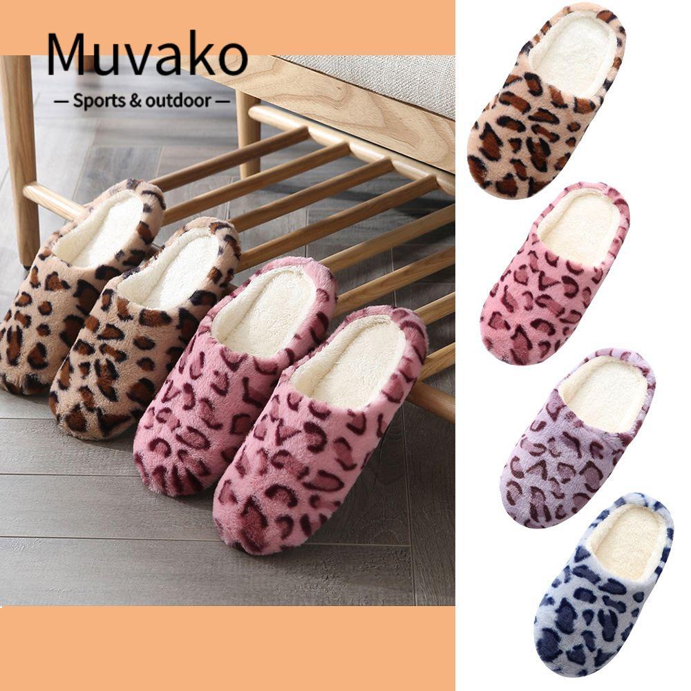 MUVAKO รองเท้าแตะผ้าฝ้าย 1 คู่ฤดูหนาว Keep Warm Plush Velvet Silent Soft-soled