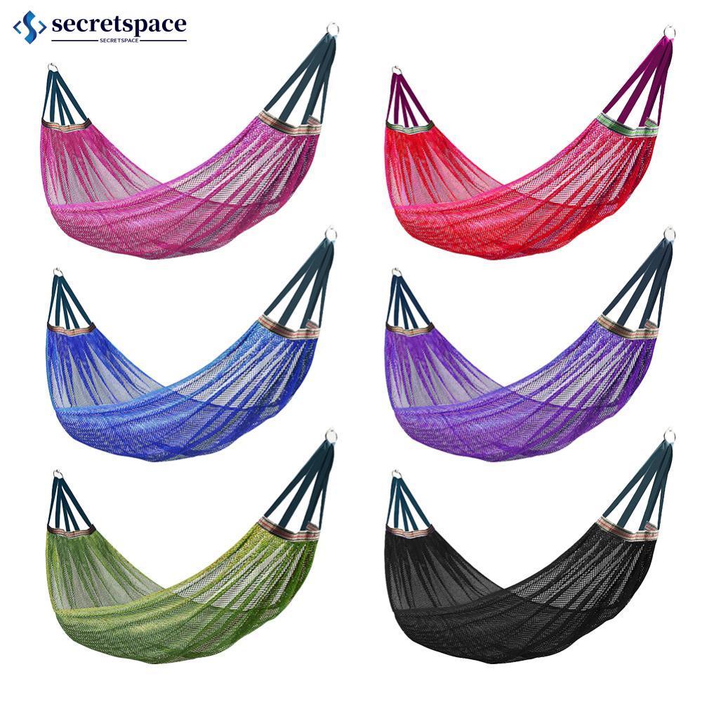 SECRETSPACE แบบพกพาผ้าไหมน้ําแข็งตาข่าย Camping Hammock พกพากระสอบ Breathable เปลญวนกลางแจ้งพร้อมเชื