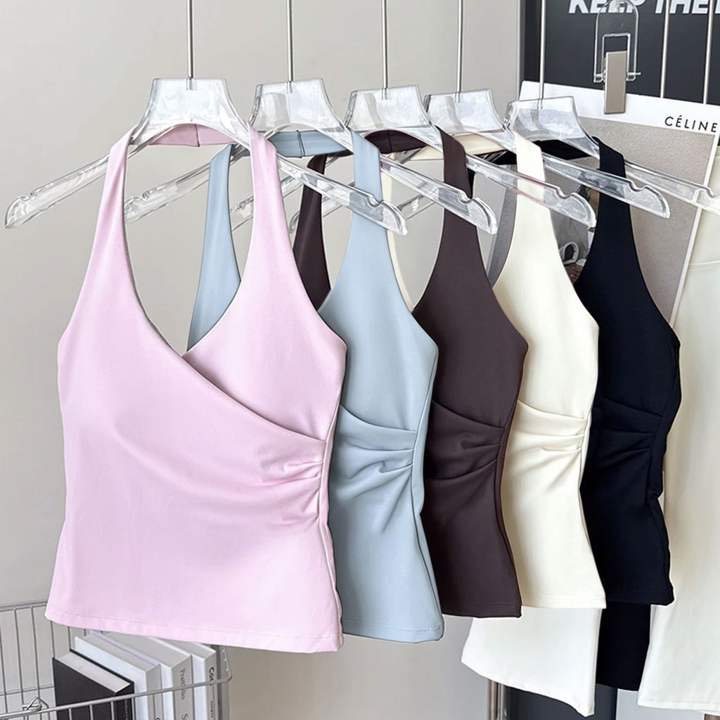 MAGIEYOGASports Bra เซ็กซี่ Halter Cross V คอต่ํากลับ Quick Dry Bra ฟิตเนสยิม