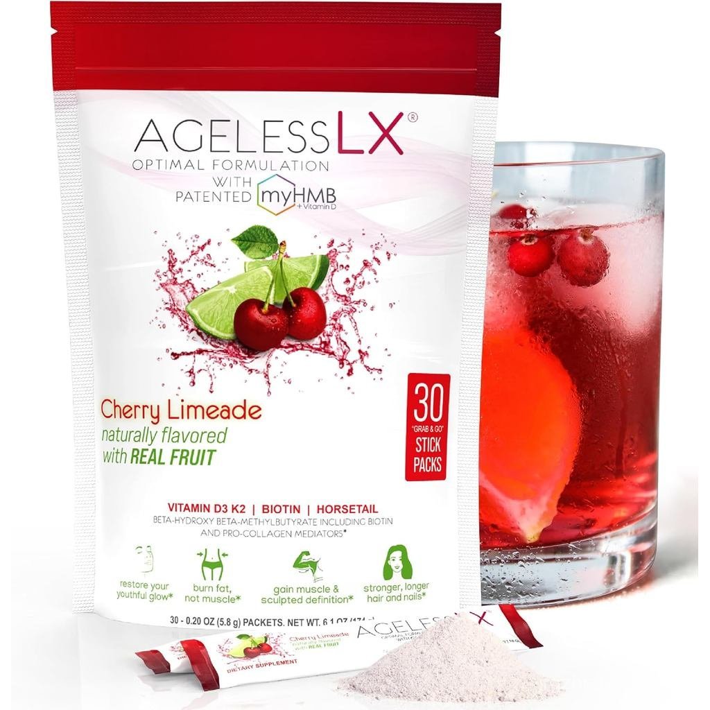 AgelessLX อาหารเสริมชนิดผงสําหรับผู้หญิง - พร้อม HMB Collagen Enhancer Plus วิตามิน D3 พร้อม K2, หาง