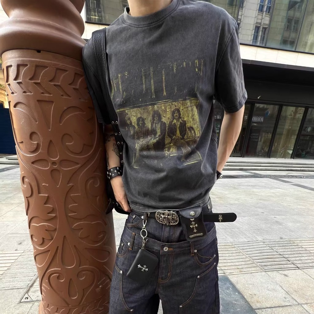 SUIKONE ซุยโคเนะ เสื้อยืดผู้ชายแขนสั้นแบรนด์แฟชั่นอเมริกันคอกลมพิมพ์คุณภาพสูงเป็นกลาง — صورة 7