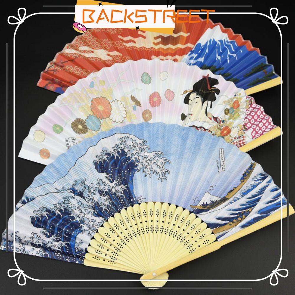 BACKSTREET Props Fan, Paper Bamboo Handle Folding Fan, Bamboo Japanese Style Home Decoration Fan