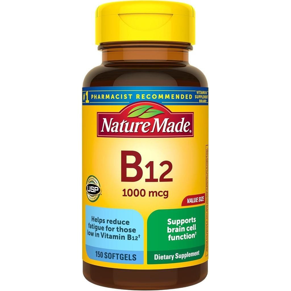 Nature Made วิตามิน B12 1000 mcg, ผลิตภัณฑ์เสริมอาหารสําหรับการสนับสนุนการเผาผลาญพลังงาน, วิตามิน B1