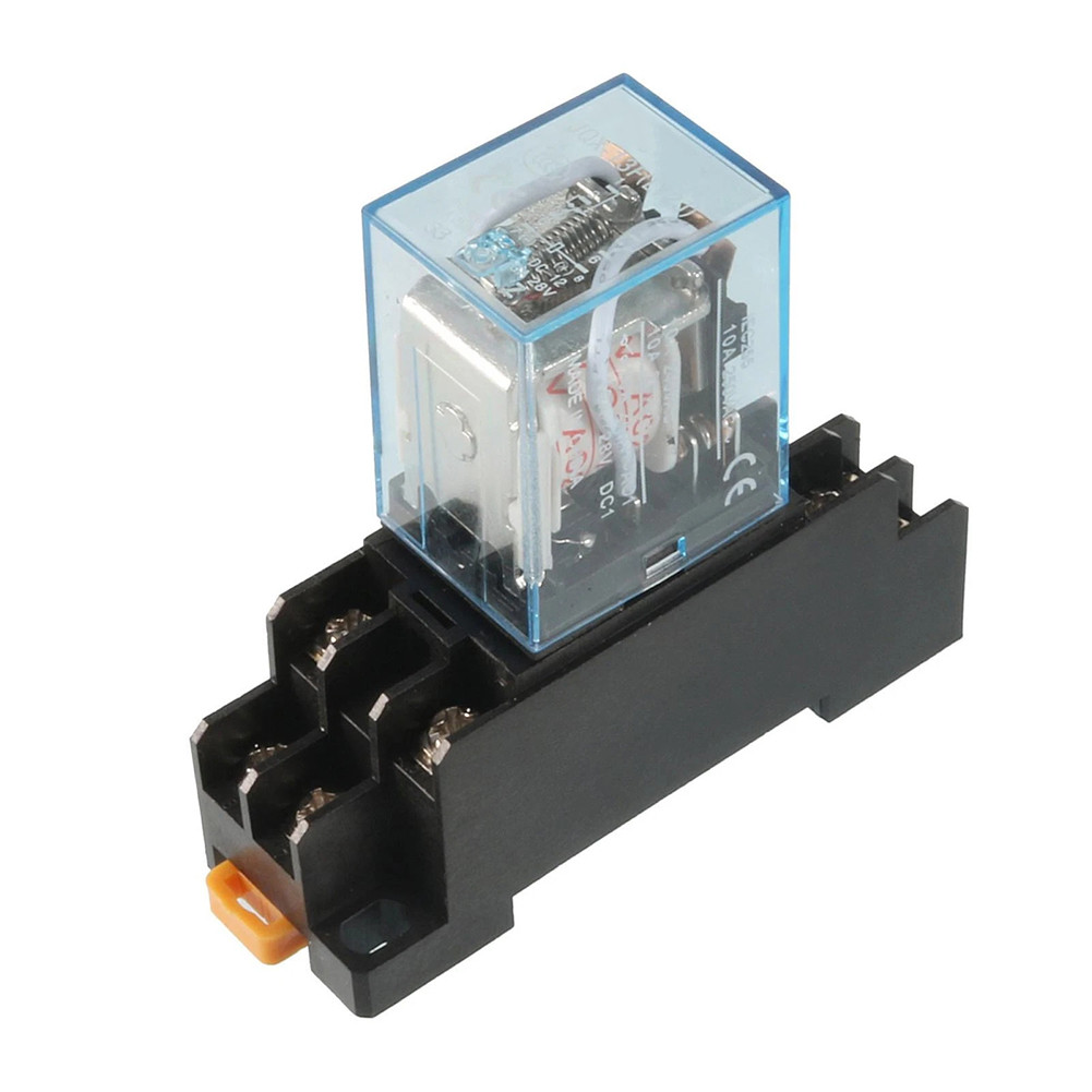 APRTY ราง DIN 35 มม. DPDT 8P รีเลย์พลังงานวัตถุประสงค์ทั่วไป AC 24V คอยล์พร้อมซ็อกเก็ต