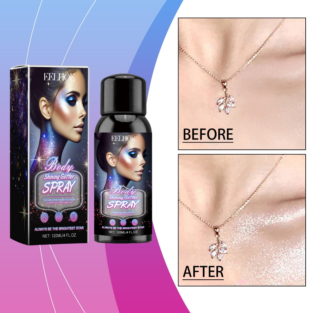 EELHOE Shimmer Glow Spray 120ml Glitter Spray for Fabric Shiny Glitter Spray Glitter Spray