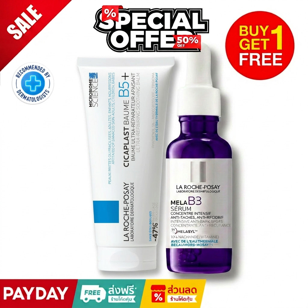 [ซื้อ 1 แถม 1] 100% Genuine  CICAPLAST BAUME B5 100ml + บาล์มบํารุงผิว 100ml. และ Mela B3 Serum 30ml